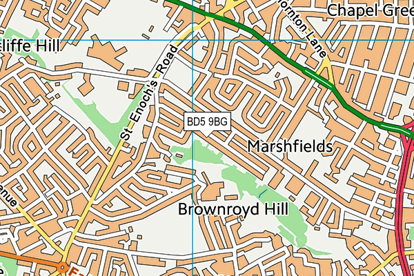 BD5 9BG map - OS VectorMap District (Ordnance Survey)