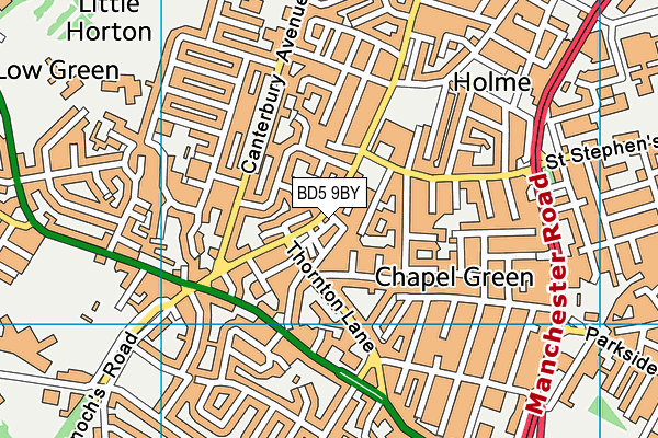 BD5 9BY map - OS VectorMap District (Ordnance Survey)