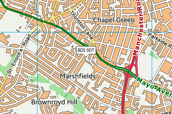 BD5 9DT map - OS VectorMap District (Ordnance Survey)