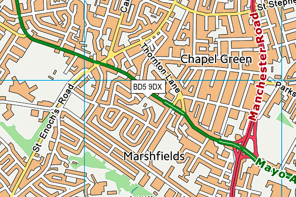 BD5 9DX map - OS VectorMap District (Ordnance Survey)