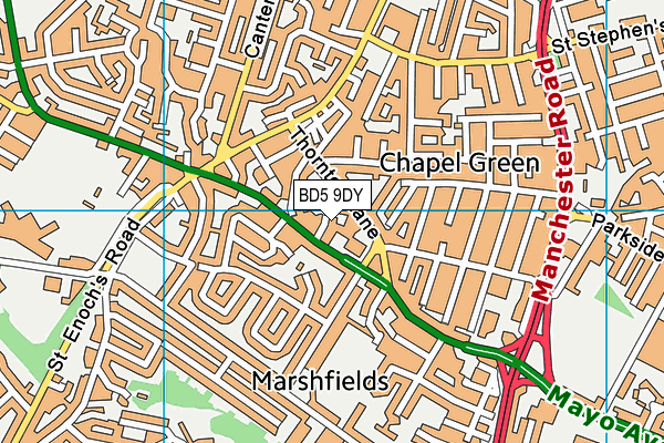 BD5 9DY map - OS VectorMap District (Ordnance Survey)