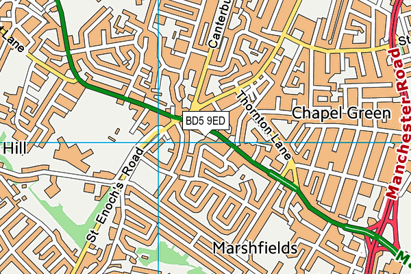 BD5 9ED map - OS VectorMap District (Ordnance Survey)