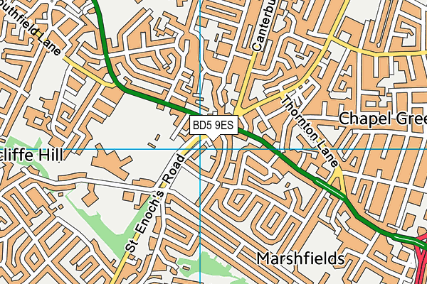 BD5 9ES map - OS VectorMap District (Ordnance Survey)