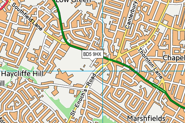 BD5 9HX map - OS VectorMap District (Ordnance Survey)