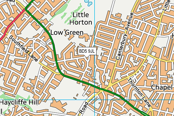 BD5 9JL map - OS VectorMap District (Ordnance Survey)