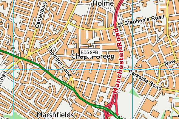 BD5 9PB map - OS VectorMap District (Ordnance Survey)