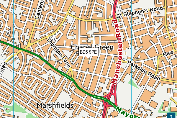 BD5 9PE map - OS VectorMap District (Ordnance Survey)