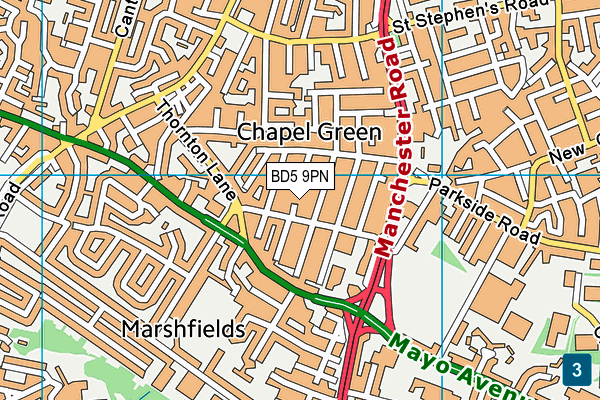 BD5 9PN map - OS VectorMap District (Ordnance Survey)