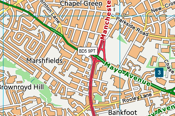 BD5 9PT map - OS VectorMap District (Ordnance Survey)