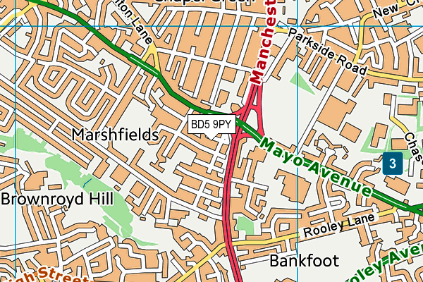 BD5 9PY map - OS VectorMap District (Ordnance Survey)