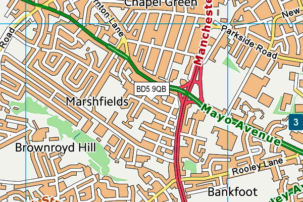 BD5 9QB map - OS VectorMap District (Ordnance Survey)