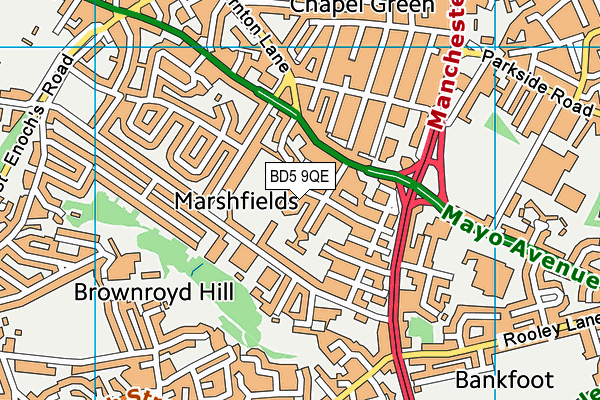 BD5 9QE map - OS VectorMap District (Ordnance Survey)