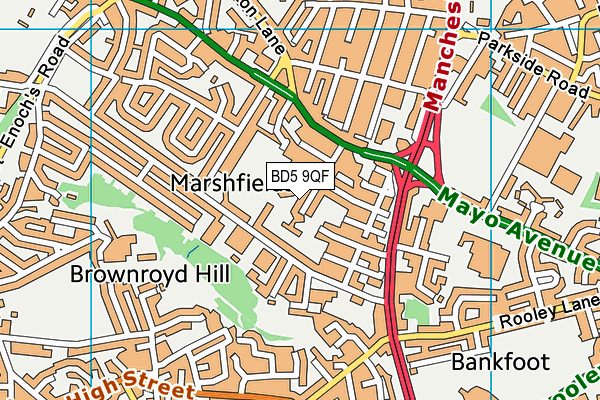 BD5 9QF map - OS VectorMap District (Ordnance Survey)