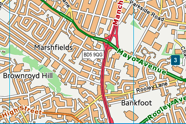 BD5 9QG map - OS VectorMap District (Ordnance Survey)