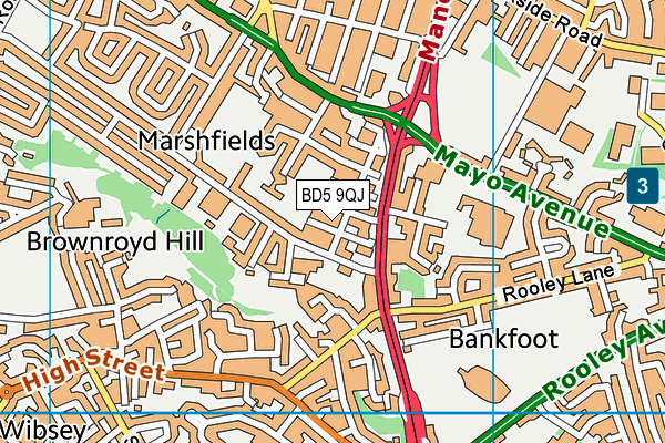 BD5 9QJ map - OS VectorMap District (Ordnance Survey)