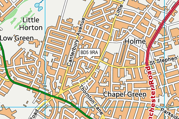 BD5 9RA map - OS VectorMap District (Ordnance Survey)