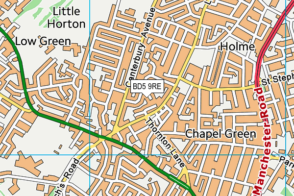 BD5 9RE map - OS VectorMap District (Ordnance Survey)