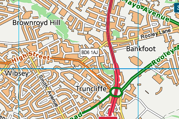 BD6 1AJ map - OS VectorMap District (Ordnance Survey)