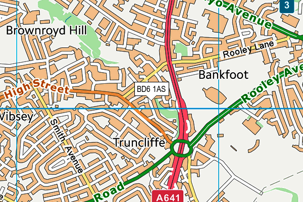 BD6 1AS map - OS VectorMap District (Ordnance Survey)