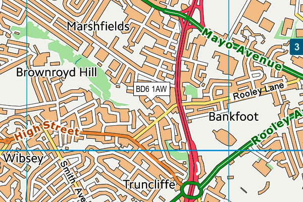 BD6 1AW map - OS VectorMap District (Ordnance Survey)