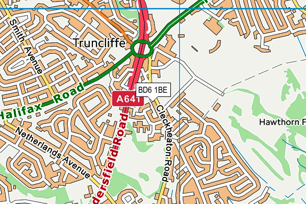 BD6 1BE map - OS VectorMap District (Ordnance Survey)