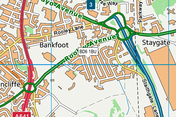 BD6 1BU map - OS VectorMap District (Ordnance Survey)