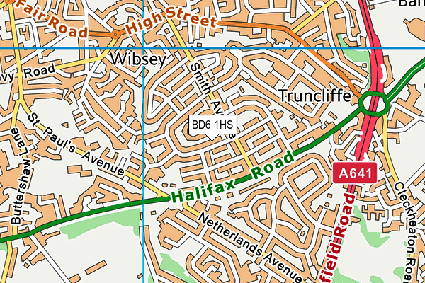 BD6 1HS map - OS VectorMap District (Ordnance Survey)