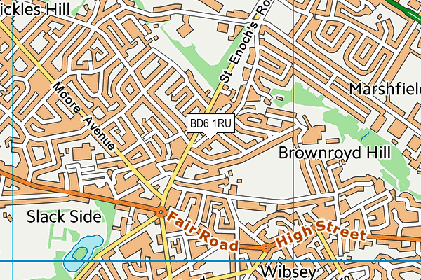 BD6 1RU map - OS VectorMap District (Ordnance Survey)