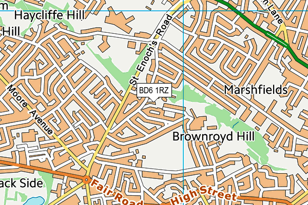 BD6 1RZ map - OS VectorMap District (Ordnance Survey)