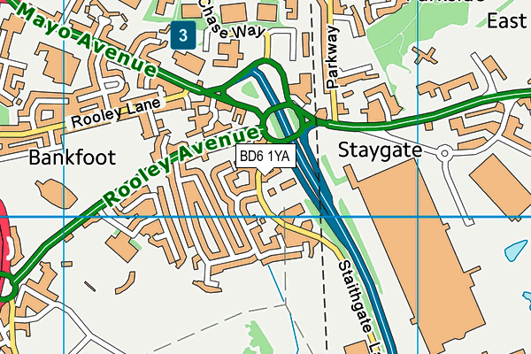 BD6 1YA map - OS VectorMap District (Ordnance Survey)