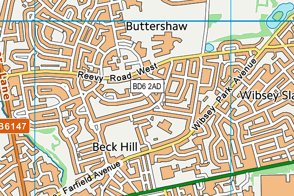 BD6 2AD map - OS VectorMap District (Ordnance Survey)