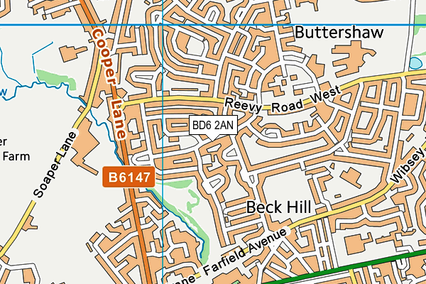 BD6 2AN map - OS VectorMap District (Ordnance Survey)