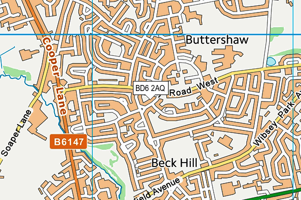 BD6 2AQ map - OS VectorMap District (Ordnance Survey)