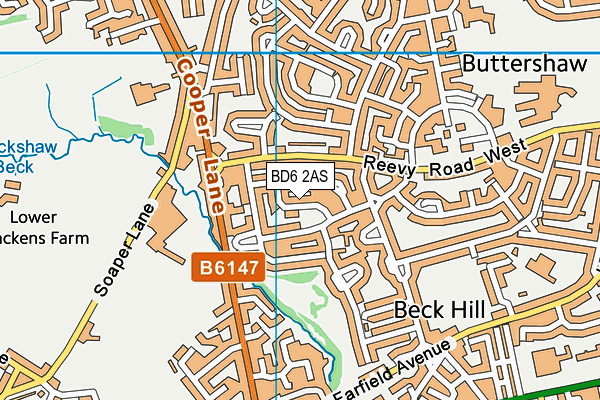 BD6 2AS map - OS VectorMap District (Ordnance Survey)