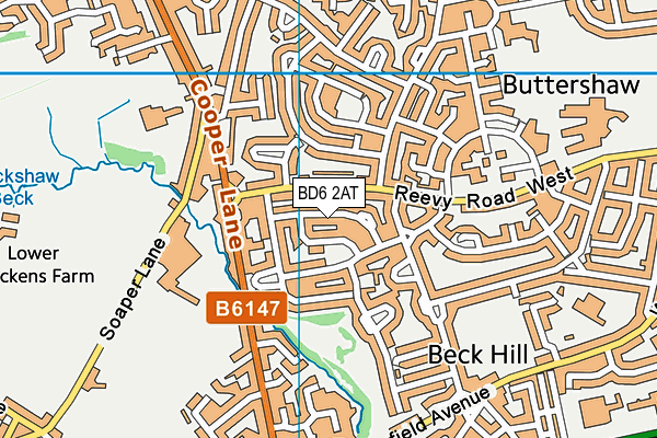 BD6 2AT map - OS VectorMap District (Ordnance Survey)