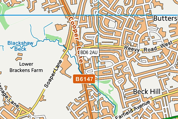 BD6 2AU map - OS VectorMap District (Ordnance Survey)