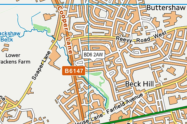 BD6 2AW map - OS VectorMap District (Ordnance Survey)