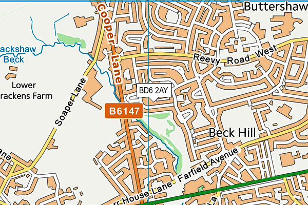 BD6 2AY map - OS VectorMap District (Ordnance Survey)