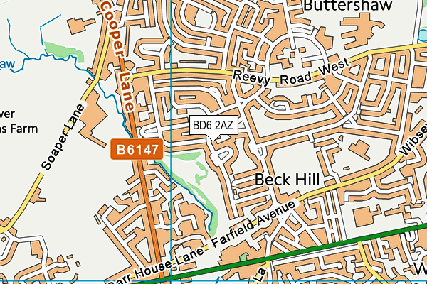 BD6 2AZ map - OS VectorMap District (Ordnance Survey)