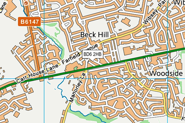 BD6 2HB map - OS VectorMap District (Ordnance Survey)