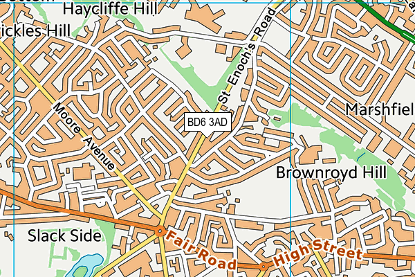BD6 3AD map - OS VectorMap District (Ordnance Survey)