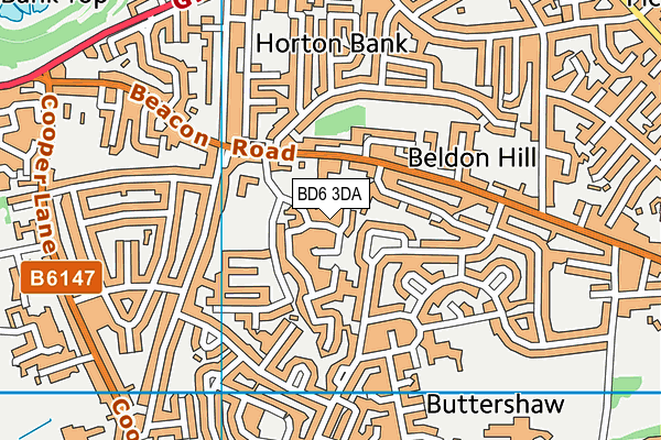 BD6 3DA map - OS VectorMap District (Ordnance Survey)