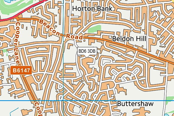 BD6 3DB map - OS VectorMap District (Ordnance Survey)