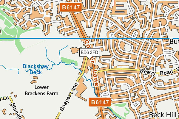 BD6 3FD map - OS VectorMap District (Ordnance Survey)