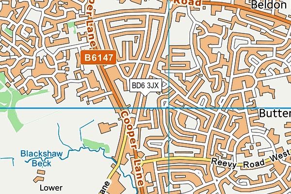 BD6 3JX map - OS VectorMap District (Ordnance Survey)