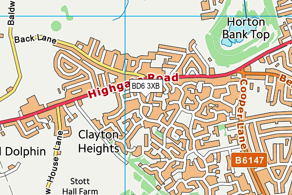 BD6 3XB map - OS VectorMap District (Ordnance Survey)