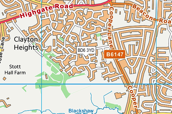 BD6 3YD map - OS VectorMap District (Ordnance Survey)