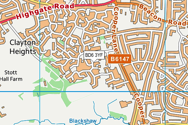 BD6 3YF map - OS VectorMap District (Ordnance Survey)