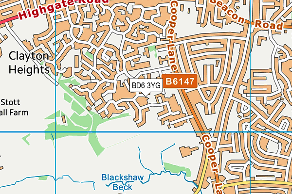 BD6 3YG map - OS VectorMap District (Ordnance Survey)