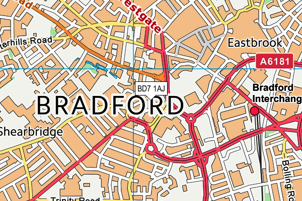 BD7 1AJ map - OS VectorMap District (Ordnance Survey)